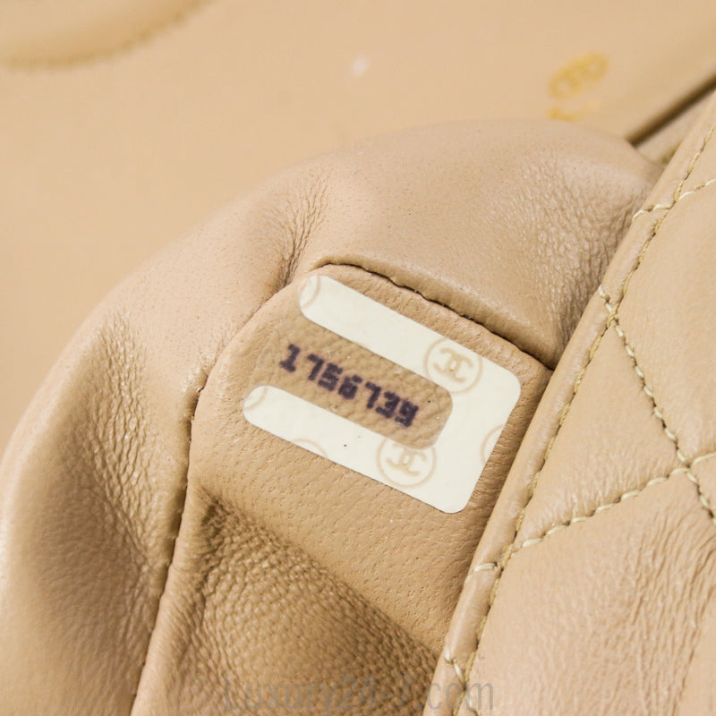 Chanel Vintage Beige Lambskin Mini Square Flap Bag