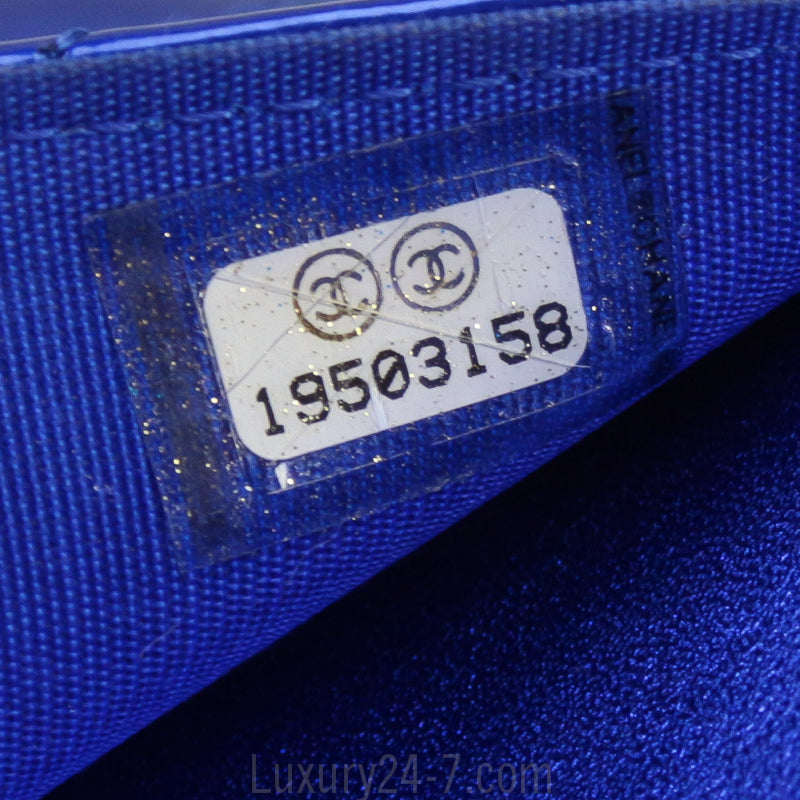 Chanel Metallic Blue Boy Wallet On Chain WOC Bag