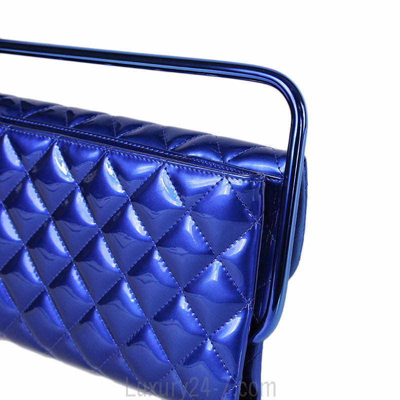 Chanel Blue Metallic Patent Clutch