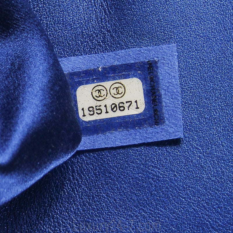 Chanel Blue Metallic Patent Clutch