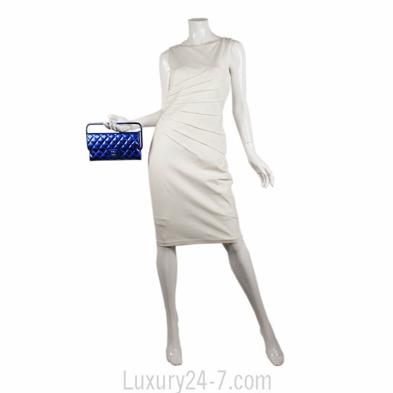 Chanel Blue Metallic Patent Clutch