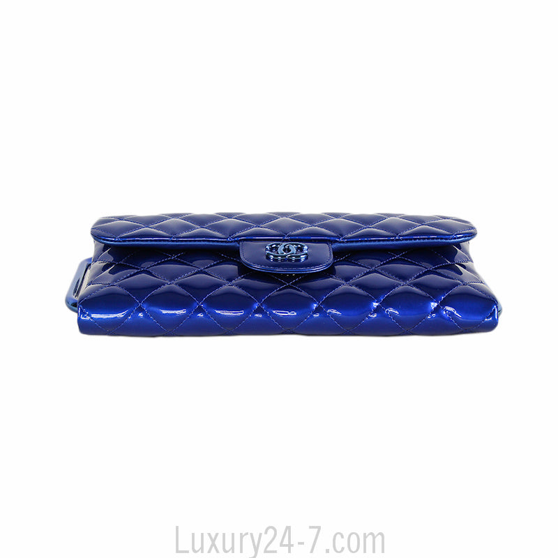 Chanel Blue Metallic Patent Clutch
