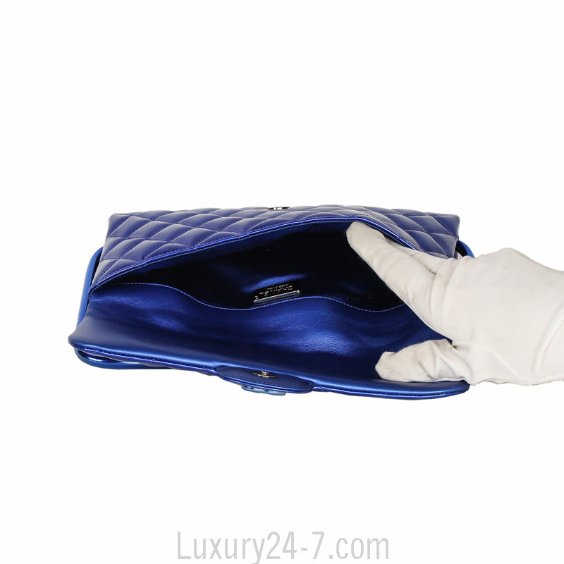 Chanel Blue Metallic Patent Clutch