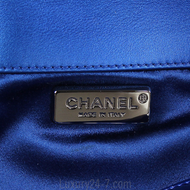 Chanel Blue Metallic Patent Clutch