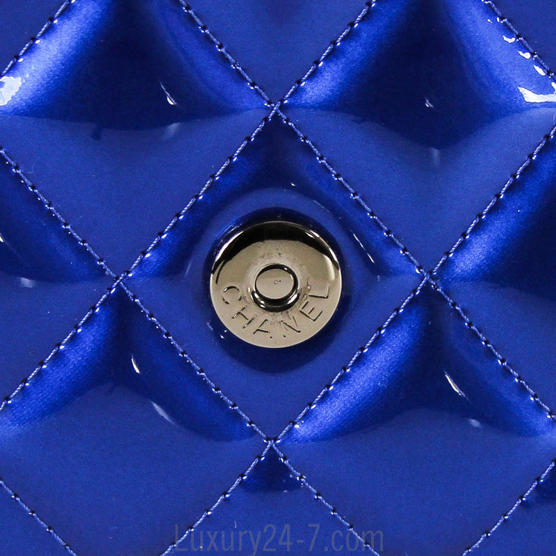 Chanel Blue Metallic Patent Clutch