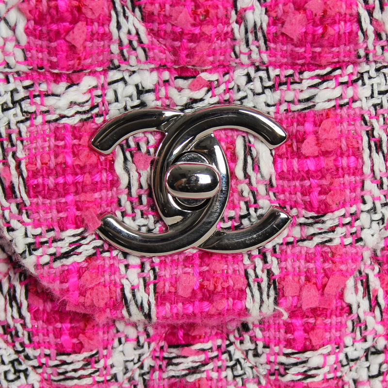 Chanel Hot Pink Tweed Jumbo Classic Flap Bag