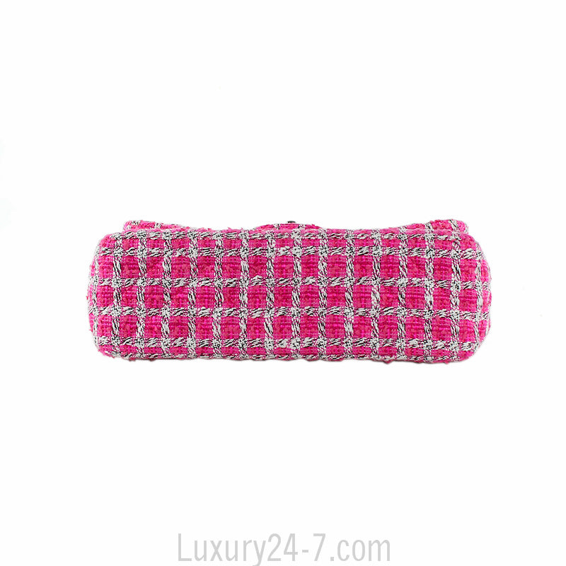 Chanel Hot Pink Tweed Jumbo Classic Flap Bag