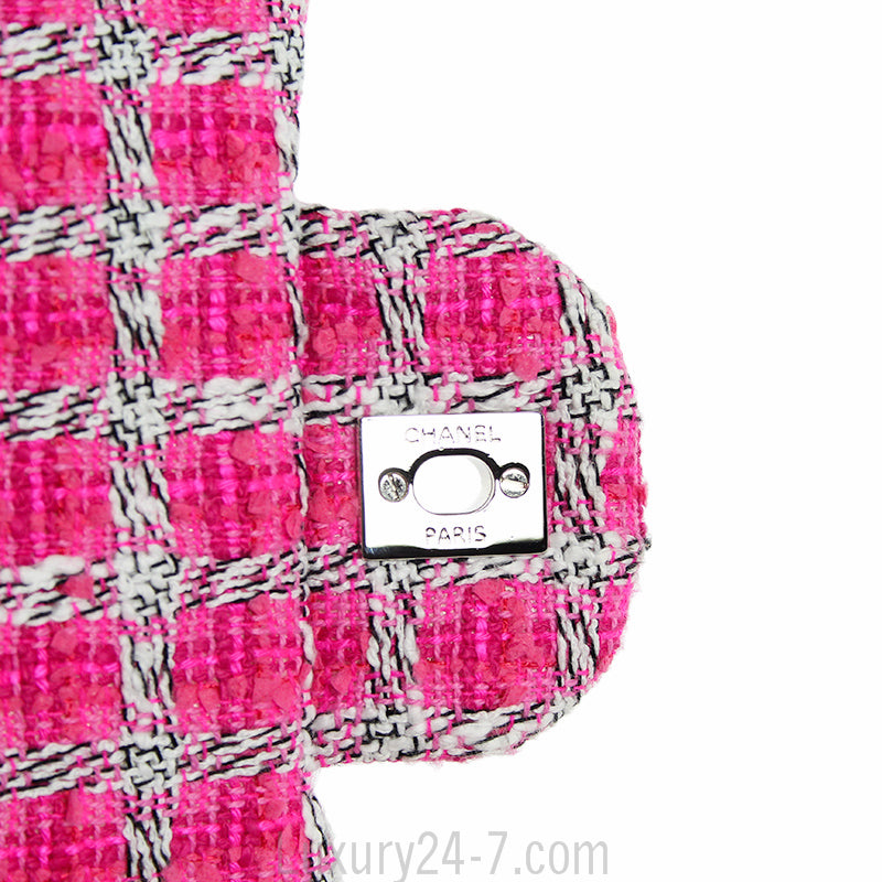 Chanel Hot Pink Tweed Jumbo Classic Flap Bag