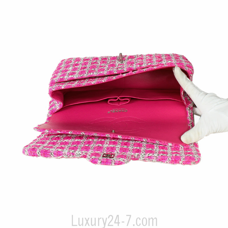 Chanel Hot Pink Tweed Jumbo Classic Flap Bag