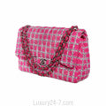 Chanel Hot Pink Tweed Jumbo Classic Flap Bag