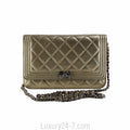 Chanel Metallic Bronze Boy Wallet On Chain WOC Bag