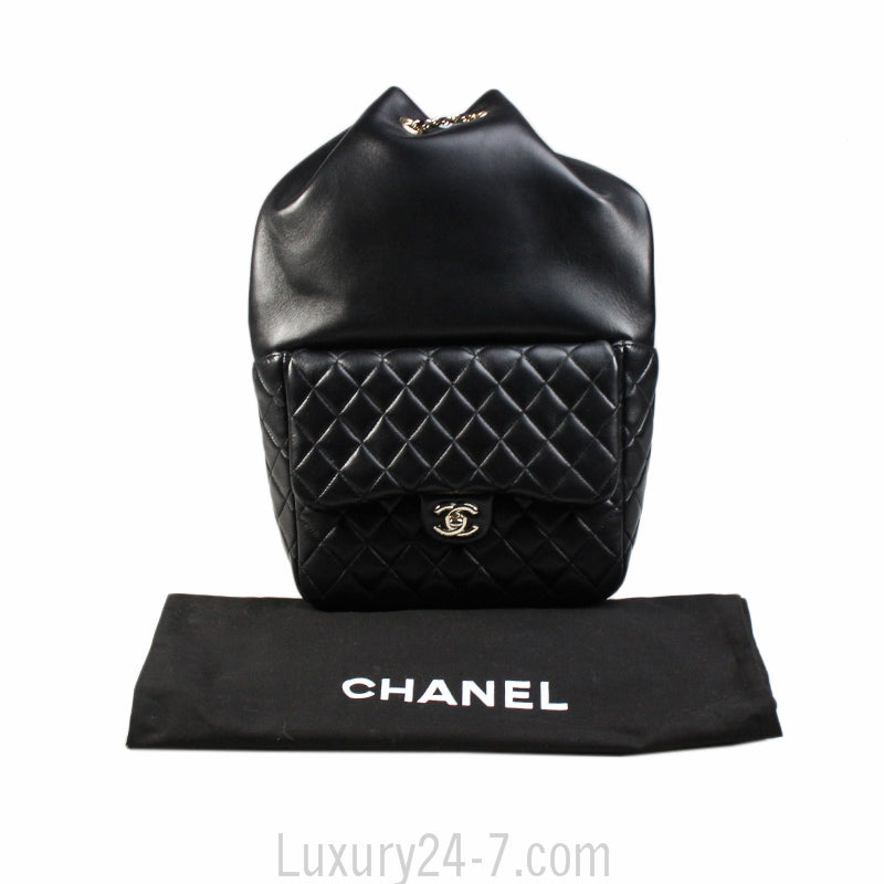Chanel Black Lambskin Large Backpack New