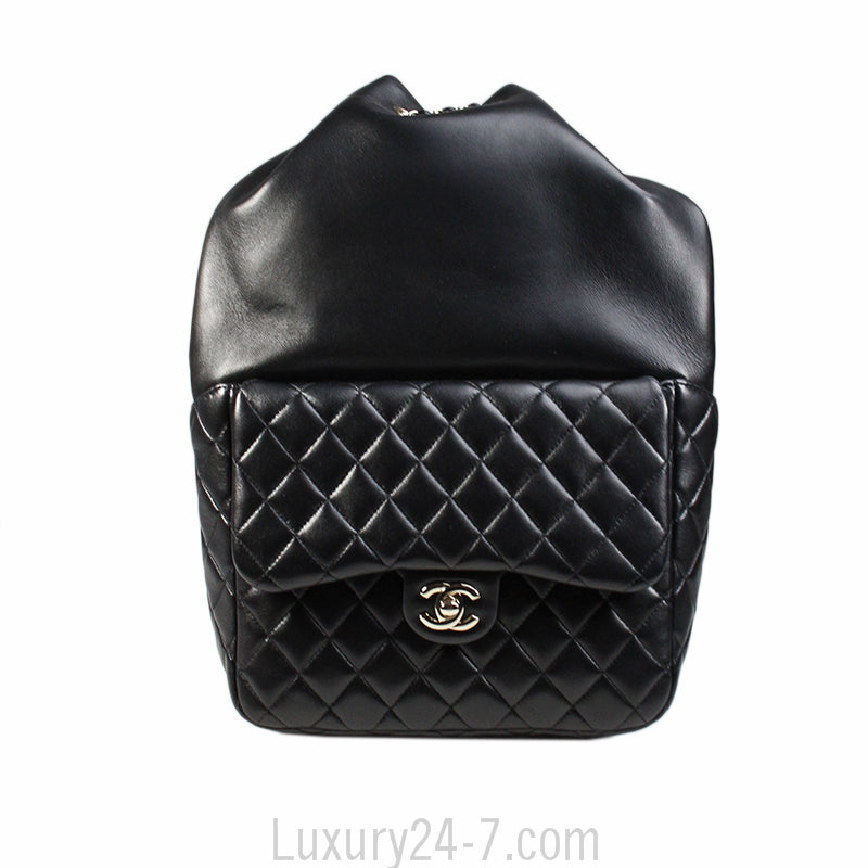 Chanel Black Lambskin Large Backpack New