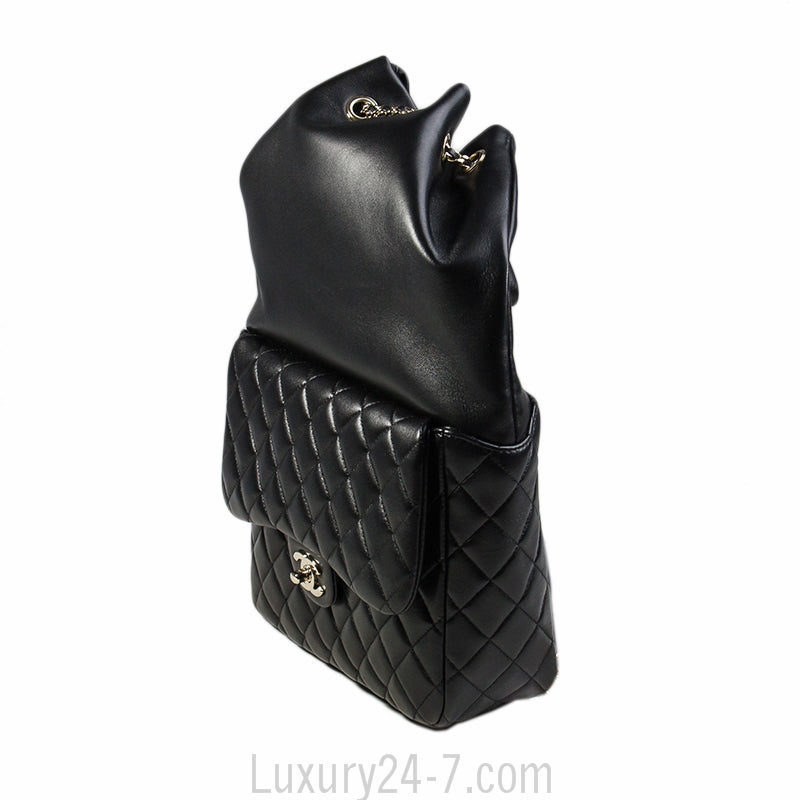Chanel Black Lambskin Large Backpack New