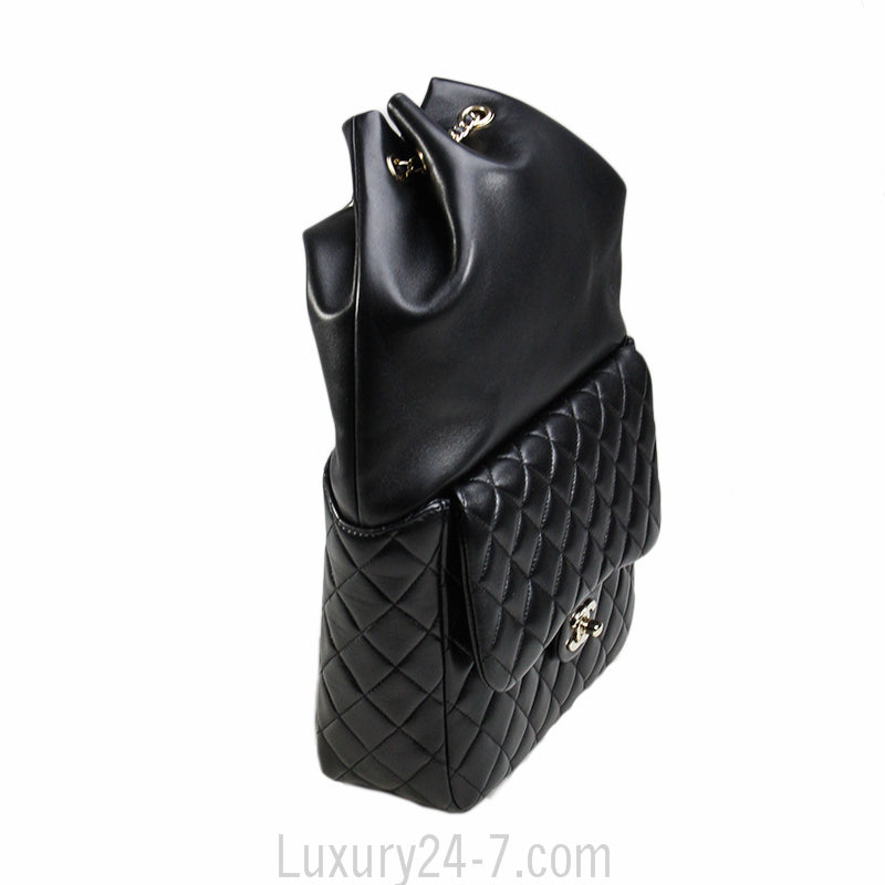 Chanel Black Lambskin Large Backpack New