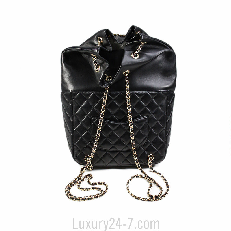Chanel Black Lambskin Large Backpack New