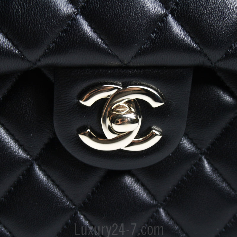 Chanel Black Lambskin Large Backpack New