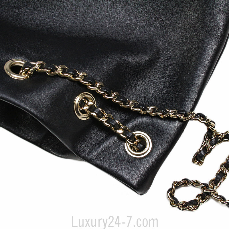 Chanel Black Lambskin Large Backpack New