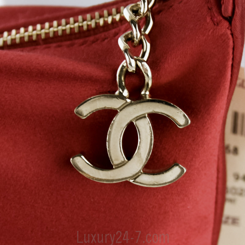 Chanel Red Satin Evening Bag