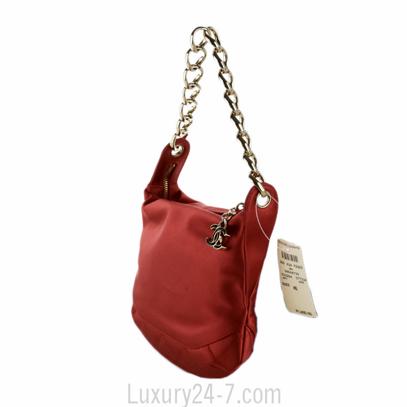 Chanel Red Satin Evening Bag