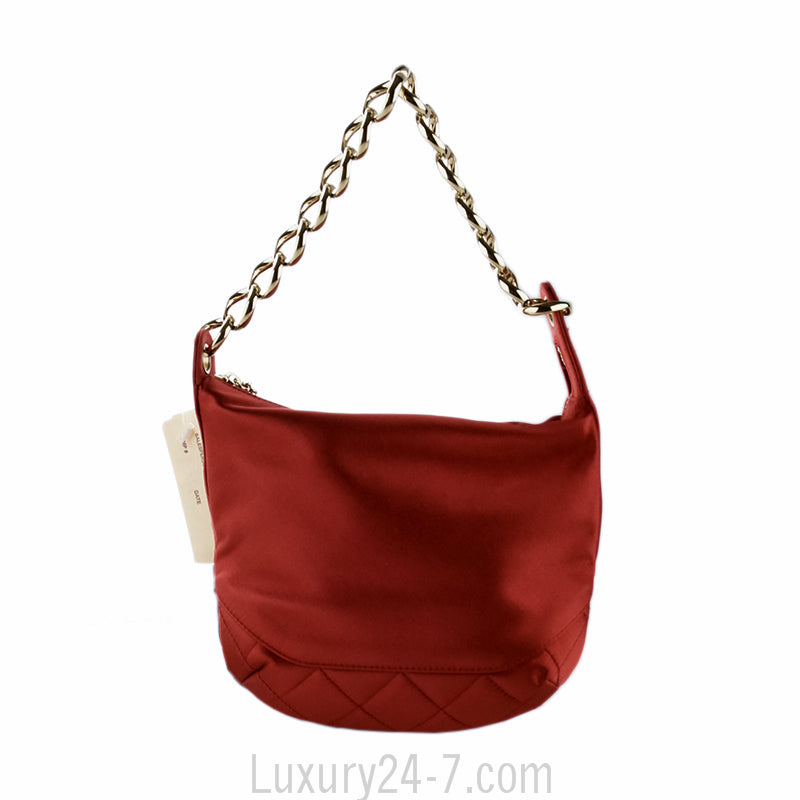 Chanel Red Satin Evening Bag