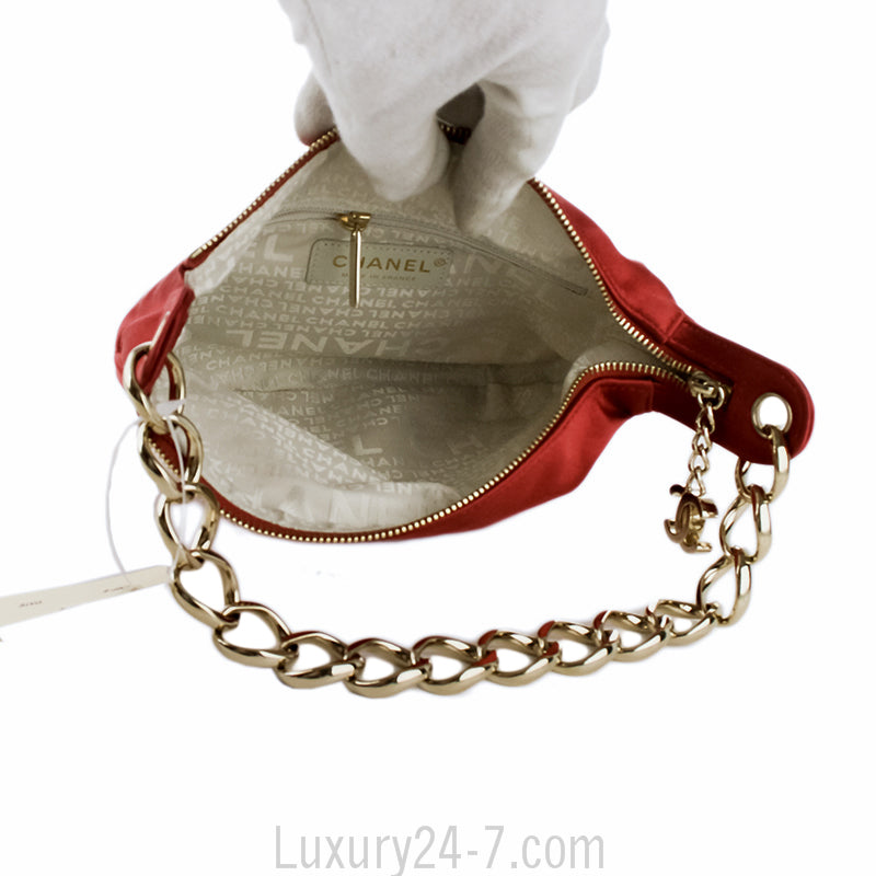 Chanel Red Satin Evening Bag