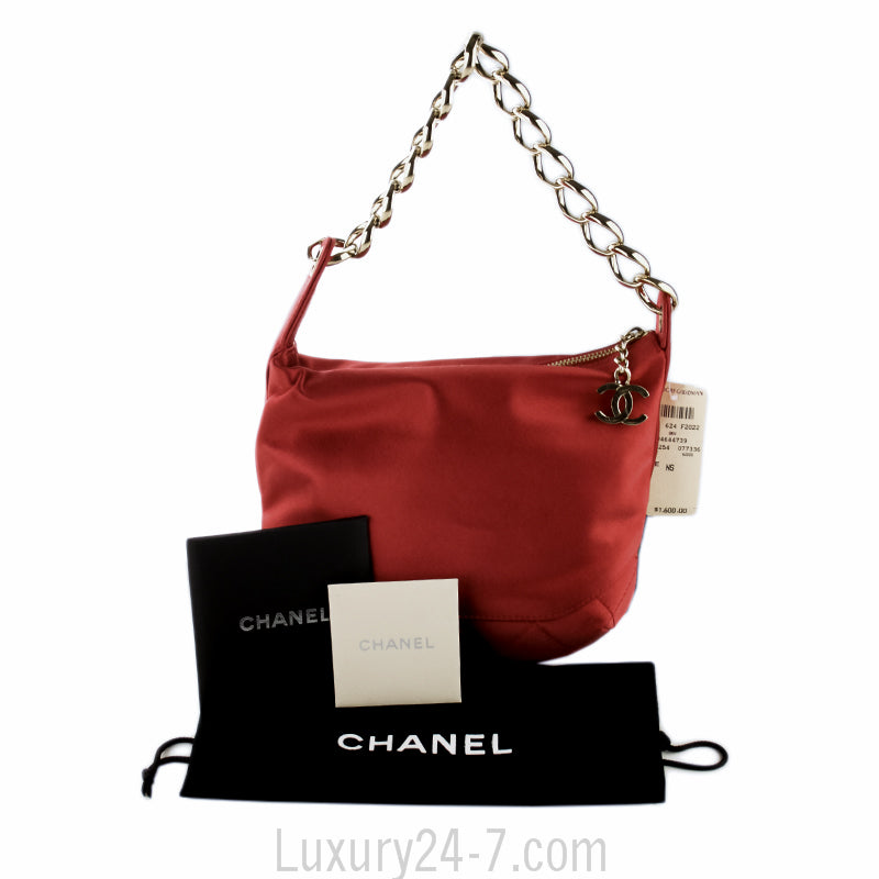 Chanel Red Satin Evening Bag