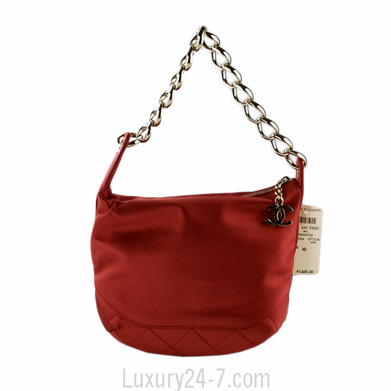 Chanel Red Satin Evening Bag