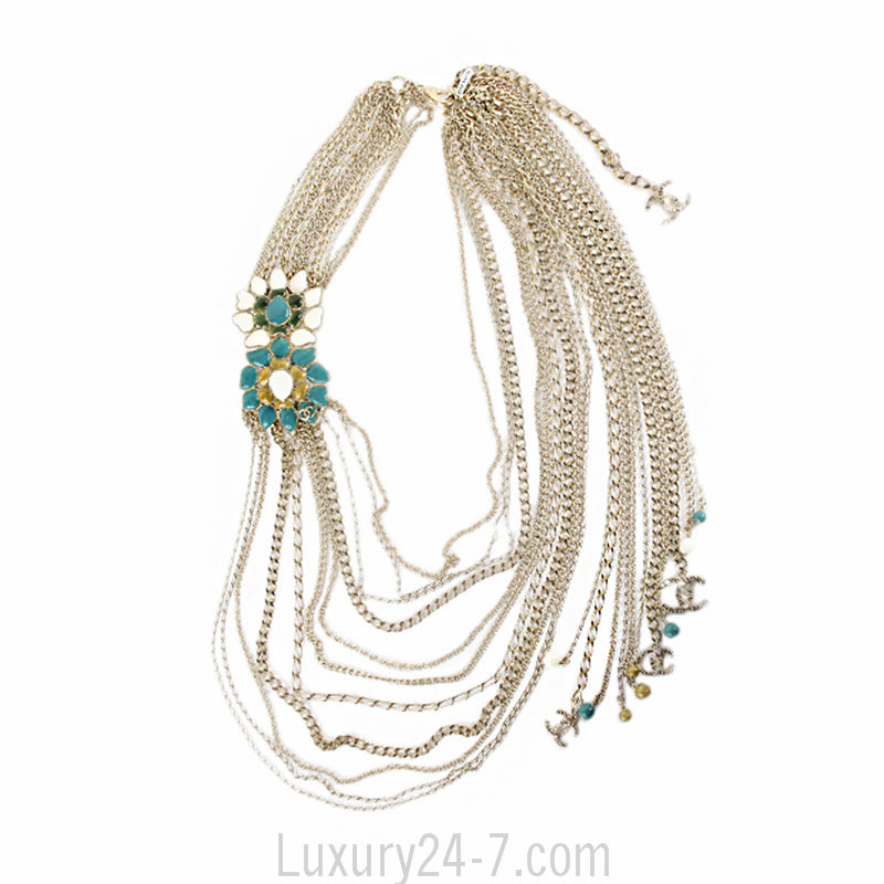 Chanel 2015 Enamel & Chain Necklace New