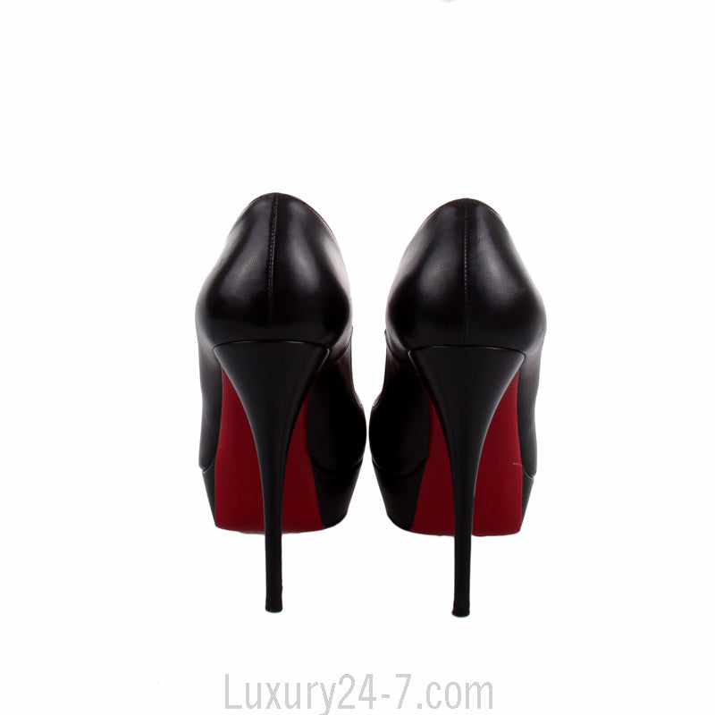 Christian Louboutin Black Leather Peep Toe 140 Pumps