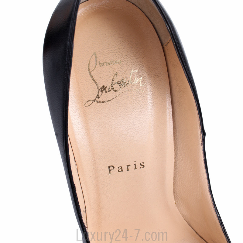Christian Louboutin Black Leather Peep Toe 140 Pumps