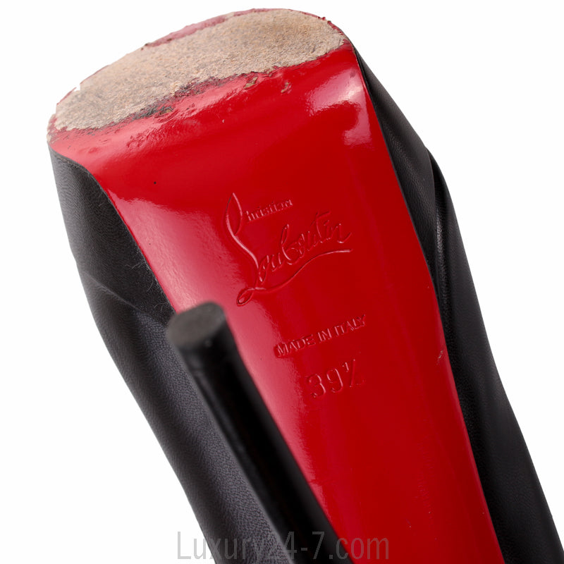 Christian Louboutin Black Leather Peep Toe 140 Pumps