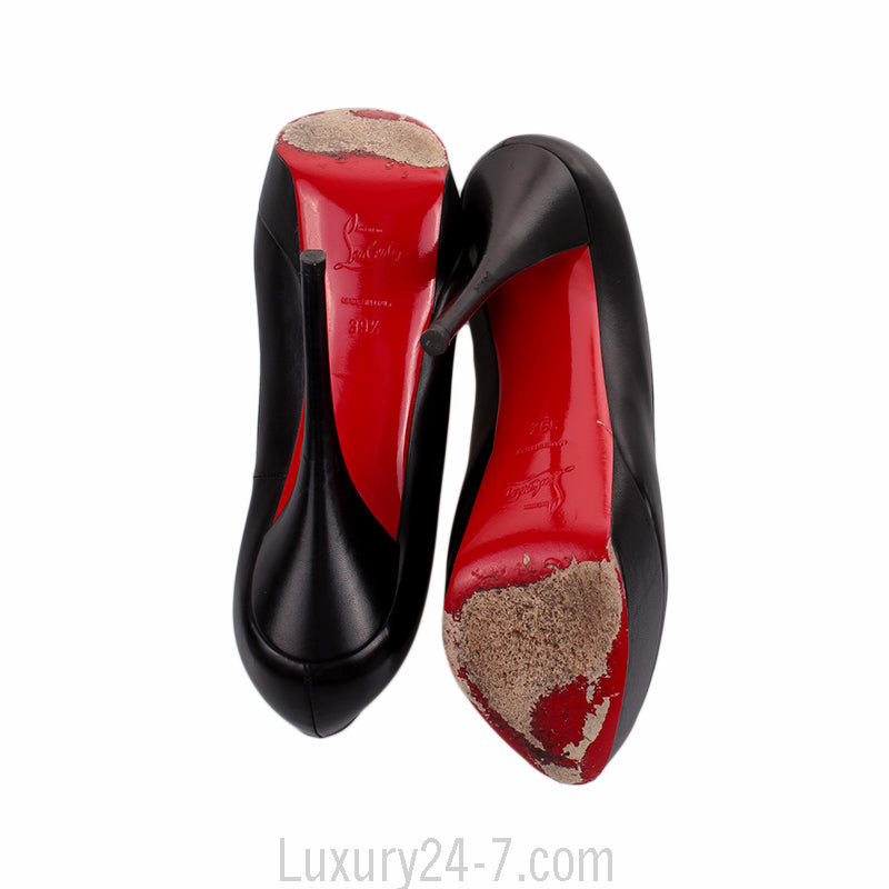 Christian Louboutin Black Leather Peep Toe 140 Pumps