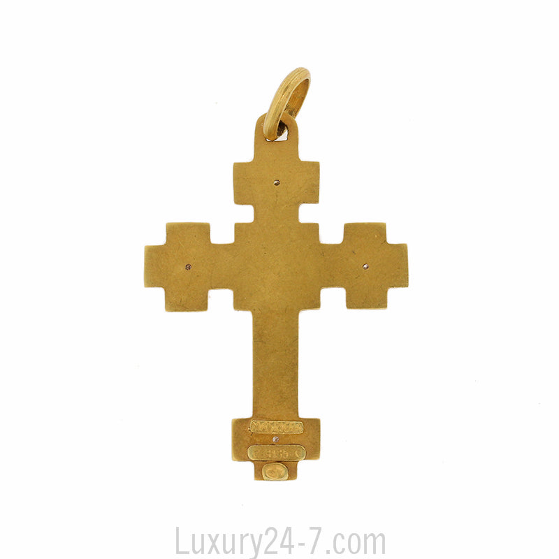 Masriera 18k Gold & Enamel Cross Pendant