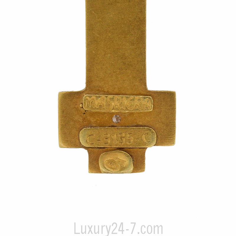 Masriera 18k Gold & Enamel Cross Pendant