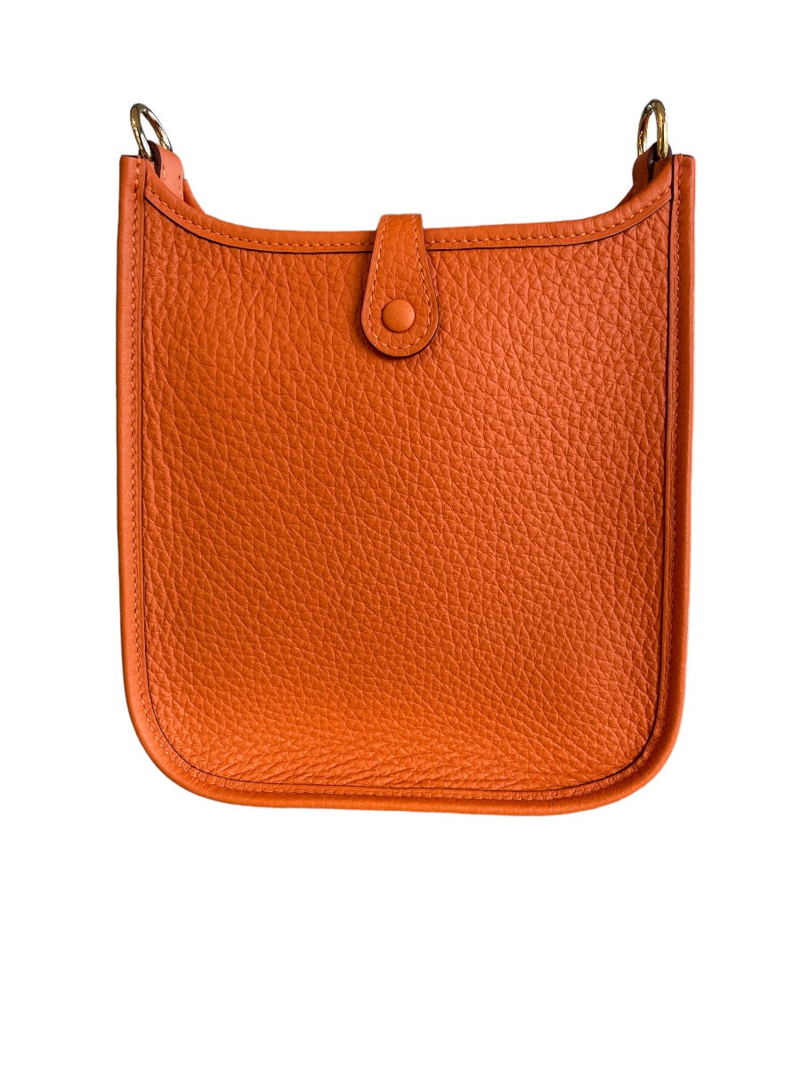 Hermes Orange Clemence Evelyn Mini Bag WGH