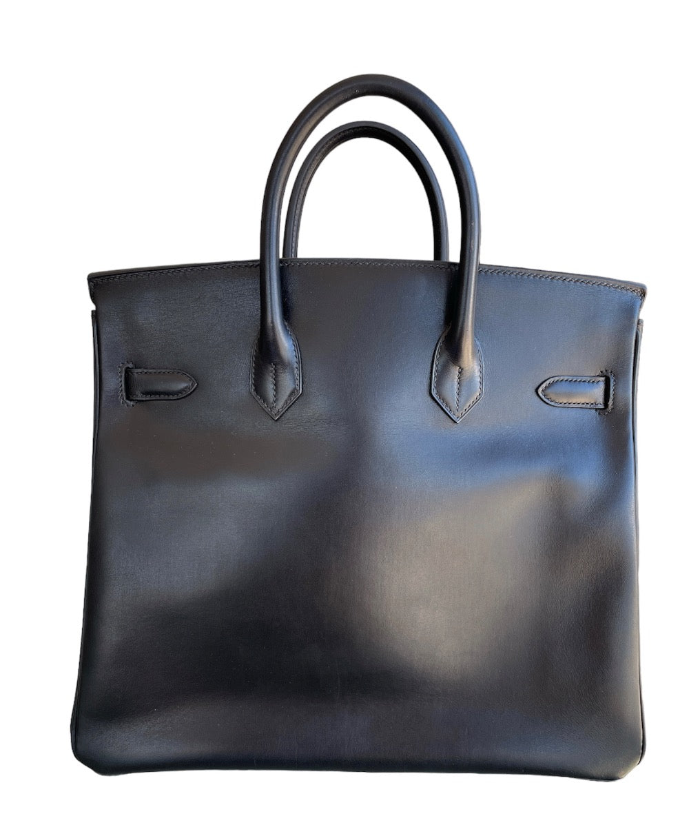 2004 Hermes Noir Box Calf HAC Birkin 32 WGH