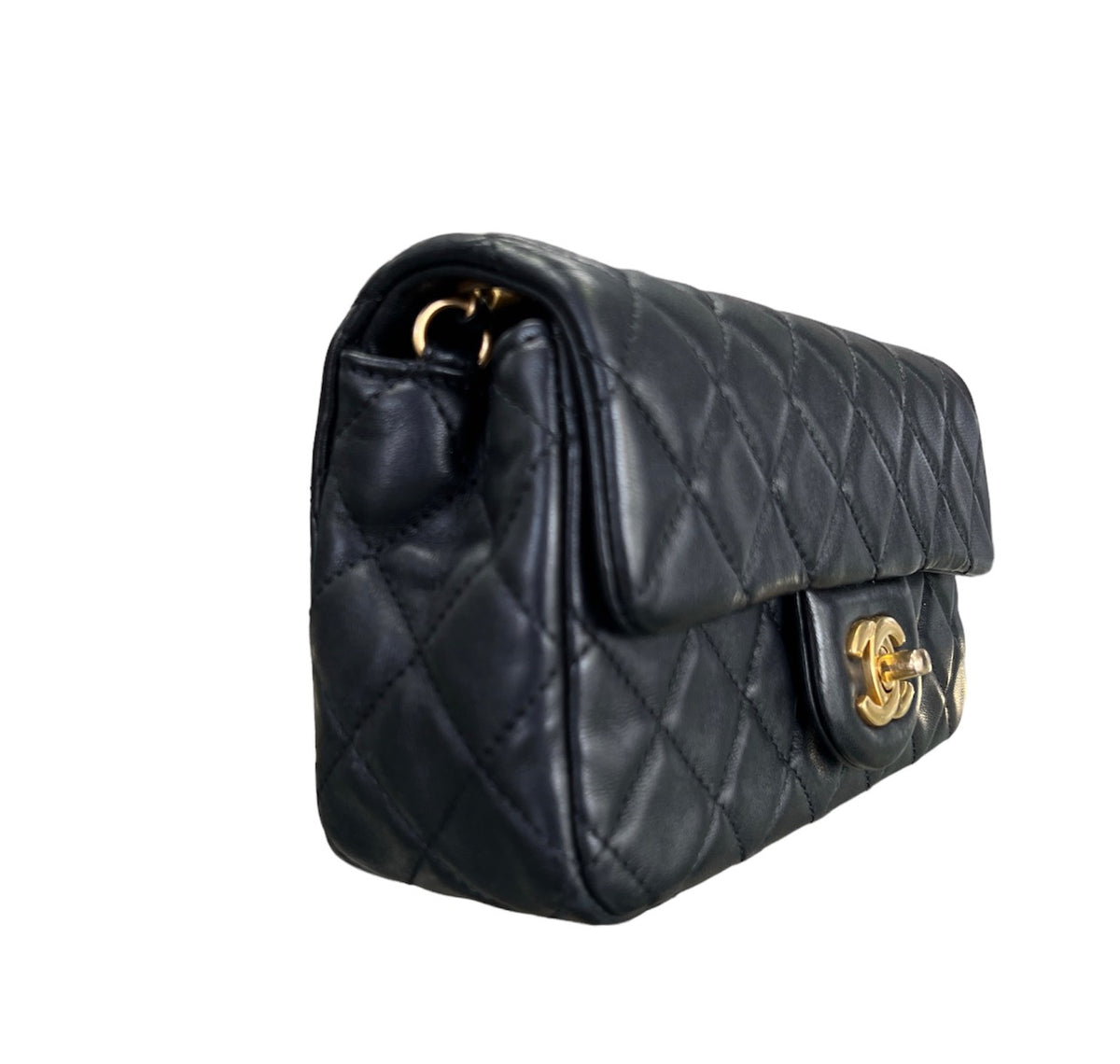 Chanel Black Lambskin Pearl Crush Mini Rectangular flap Bag