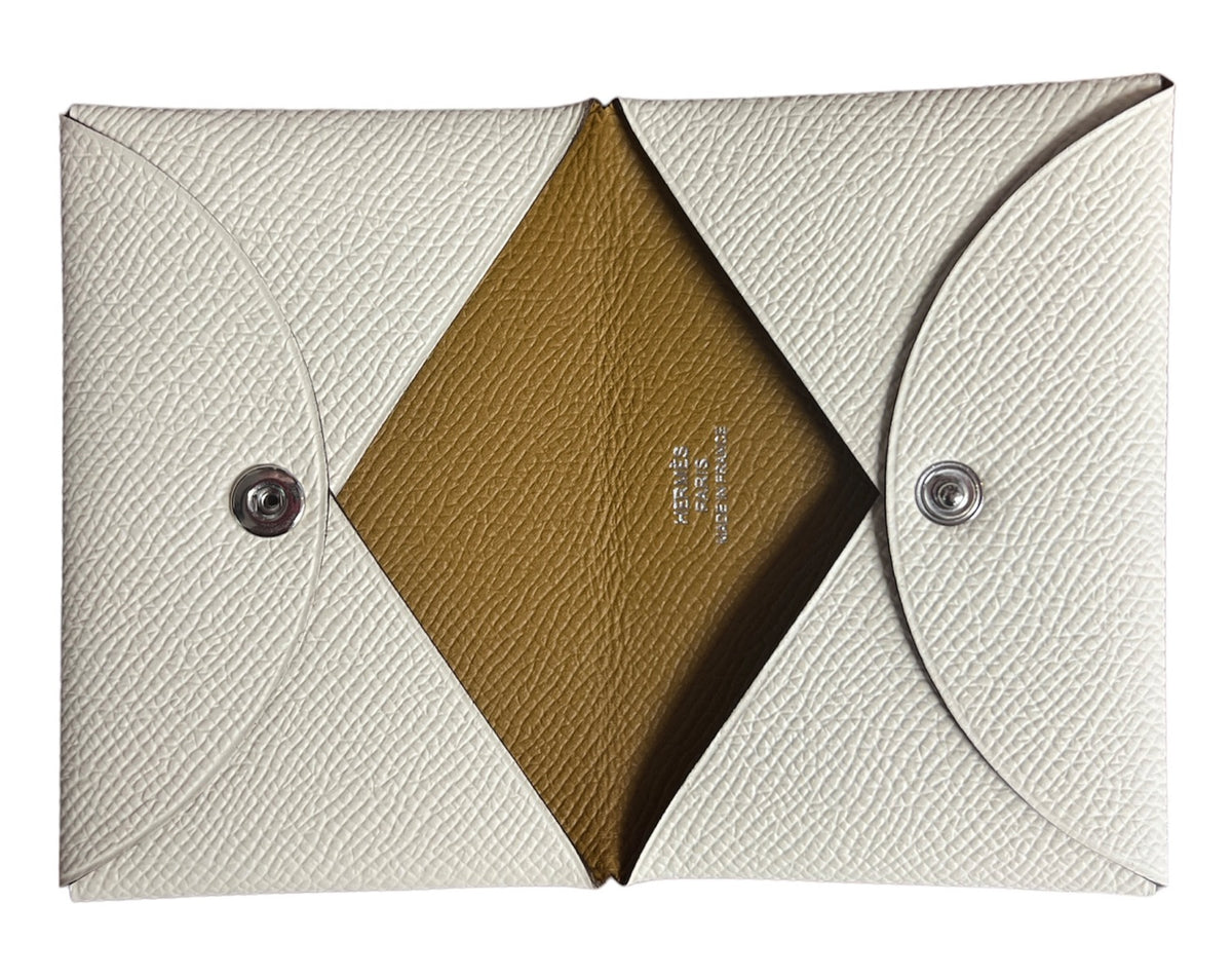 Hermes Calvi Verso Nata/Sesame Card Holder/Wallet