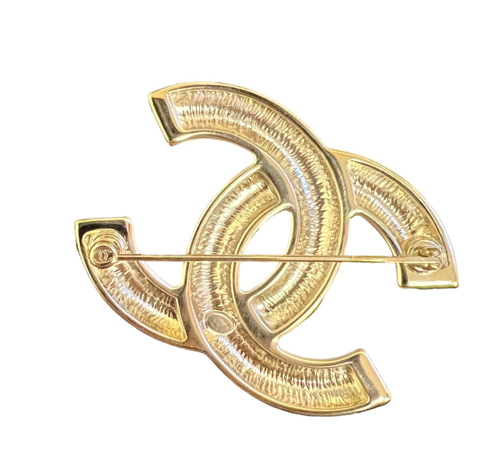 Chanel Crystal Large CC Brooch