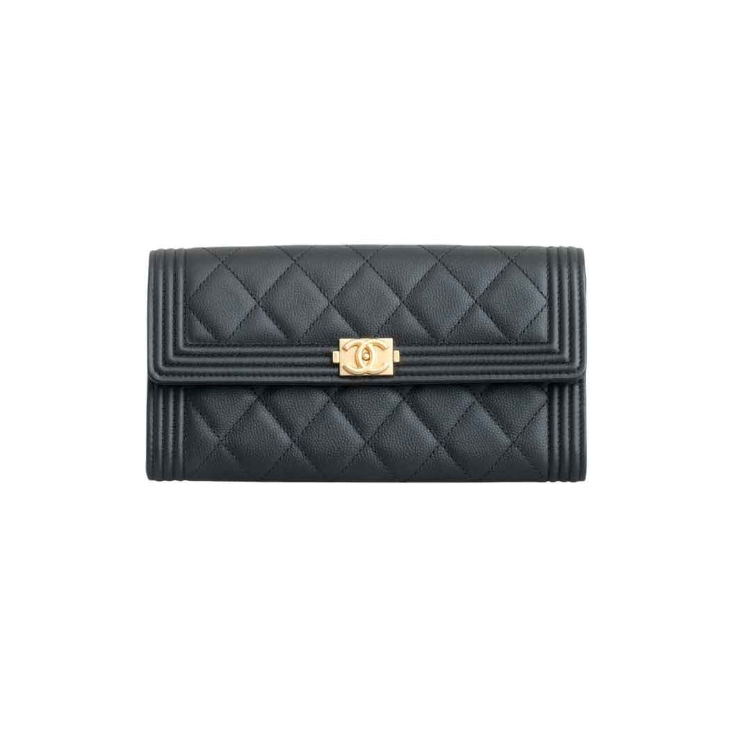 Chanel Black  Boy Long Flap Wallet