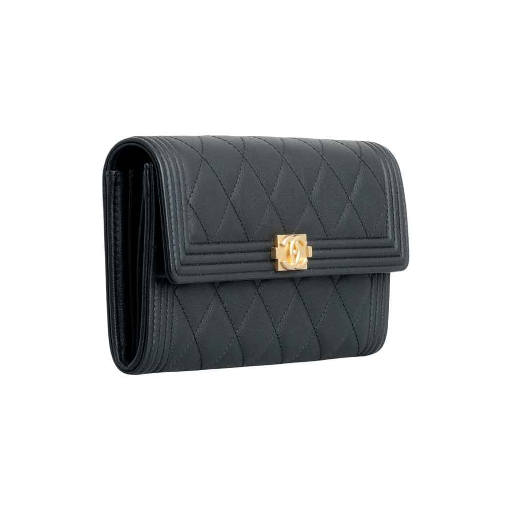 Chanel Black  Boy Long Flap Wallet