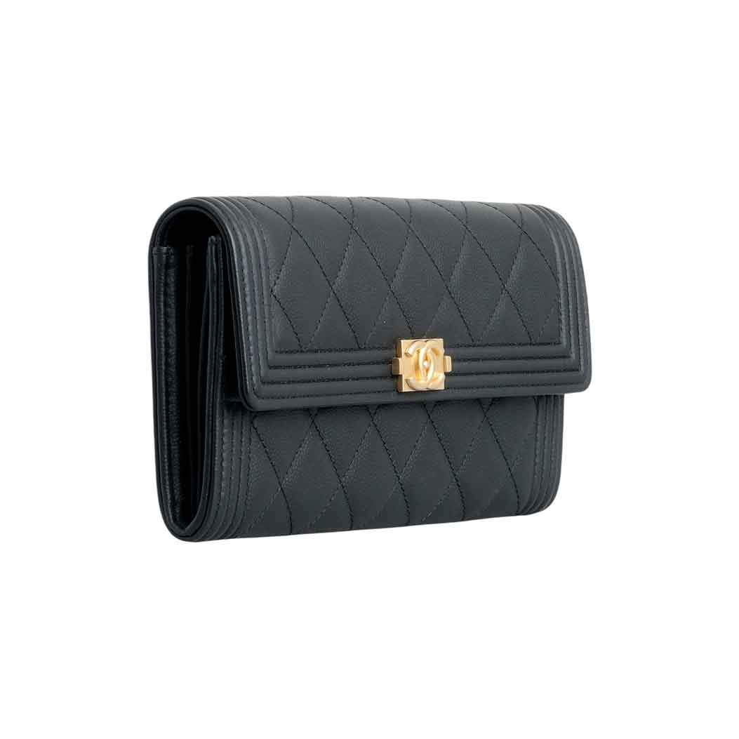 Chanel Black  Boy Long Flap Wallet