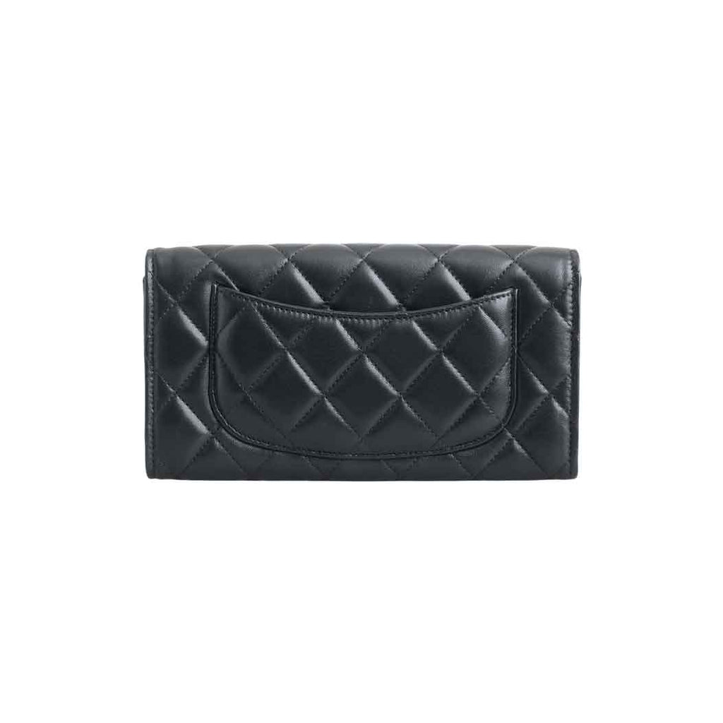 Chanel Black Caviar Quilted Large Gusset Flap Wallet