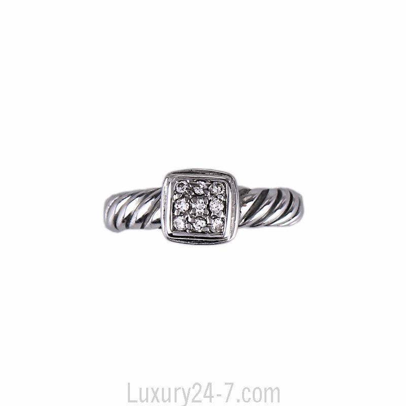 David Yurman 18K White Gold Diamond Stack Ring