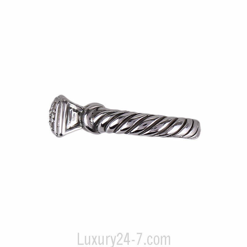 David Yurman 18K White Gold Diamond Stack Ring