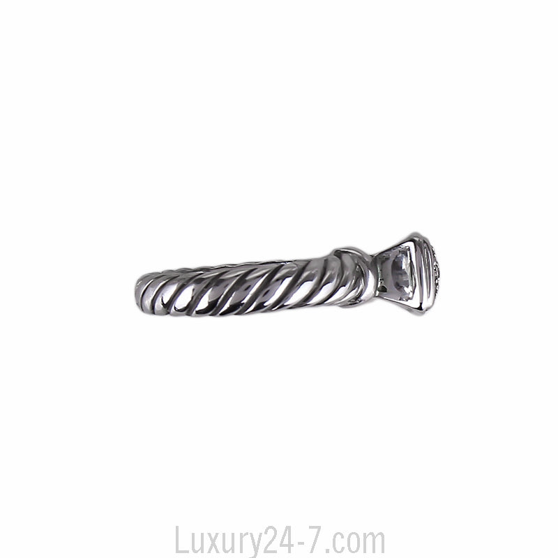 David Yurman 18K White Gold Diamond Stack Ring