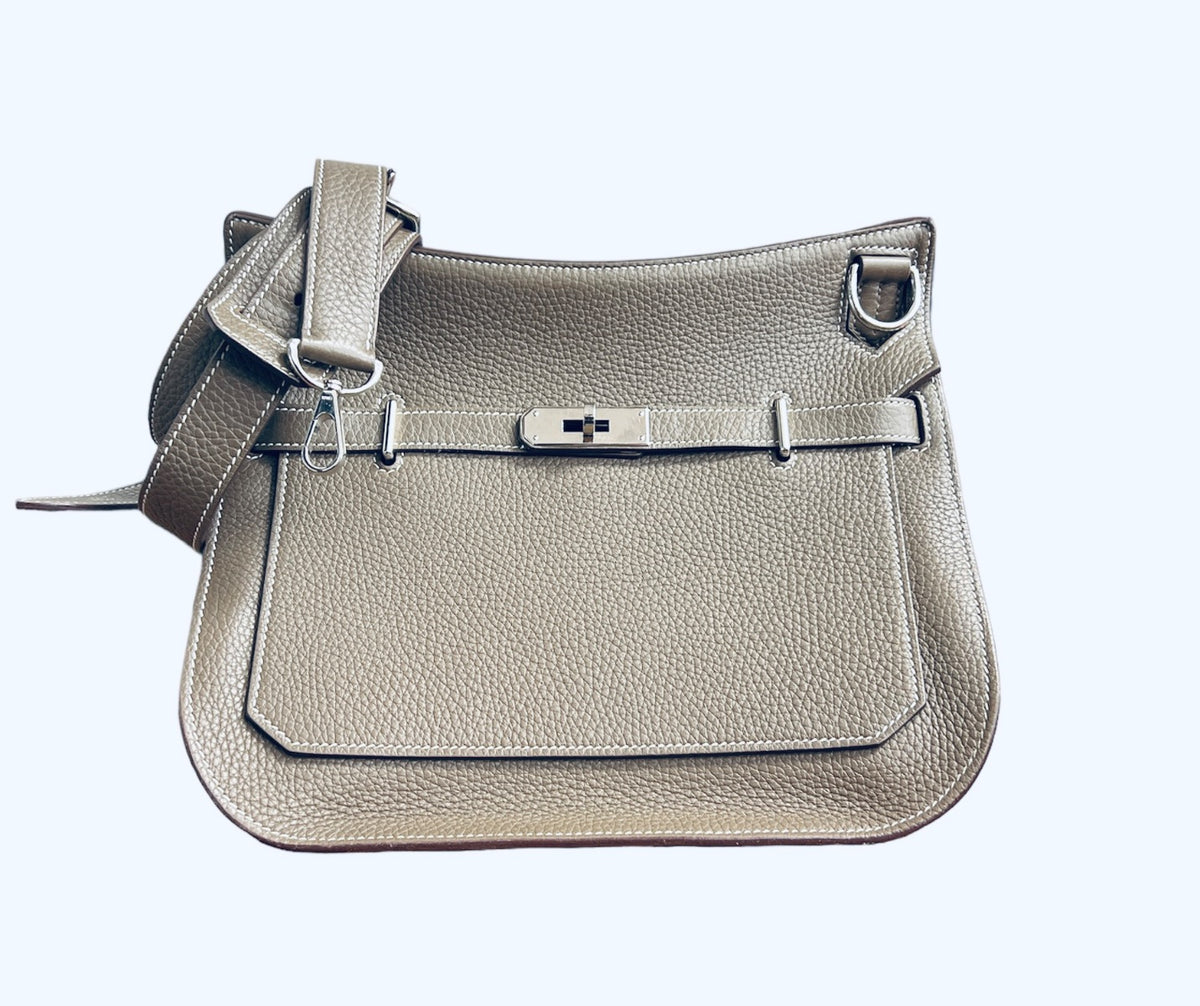 Hermes Etoupe  Taurillon Clemence Jypsiere 28 Bag