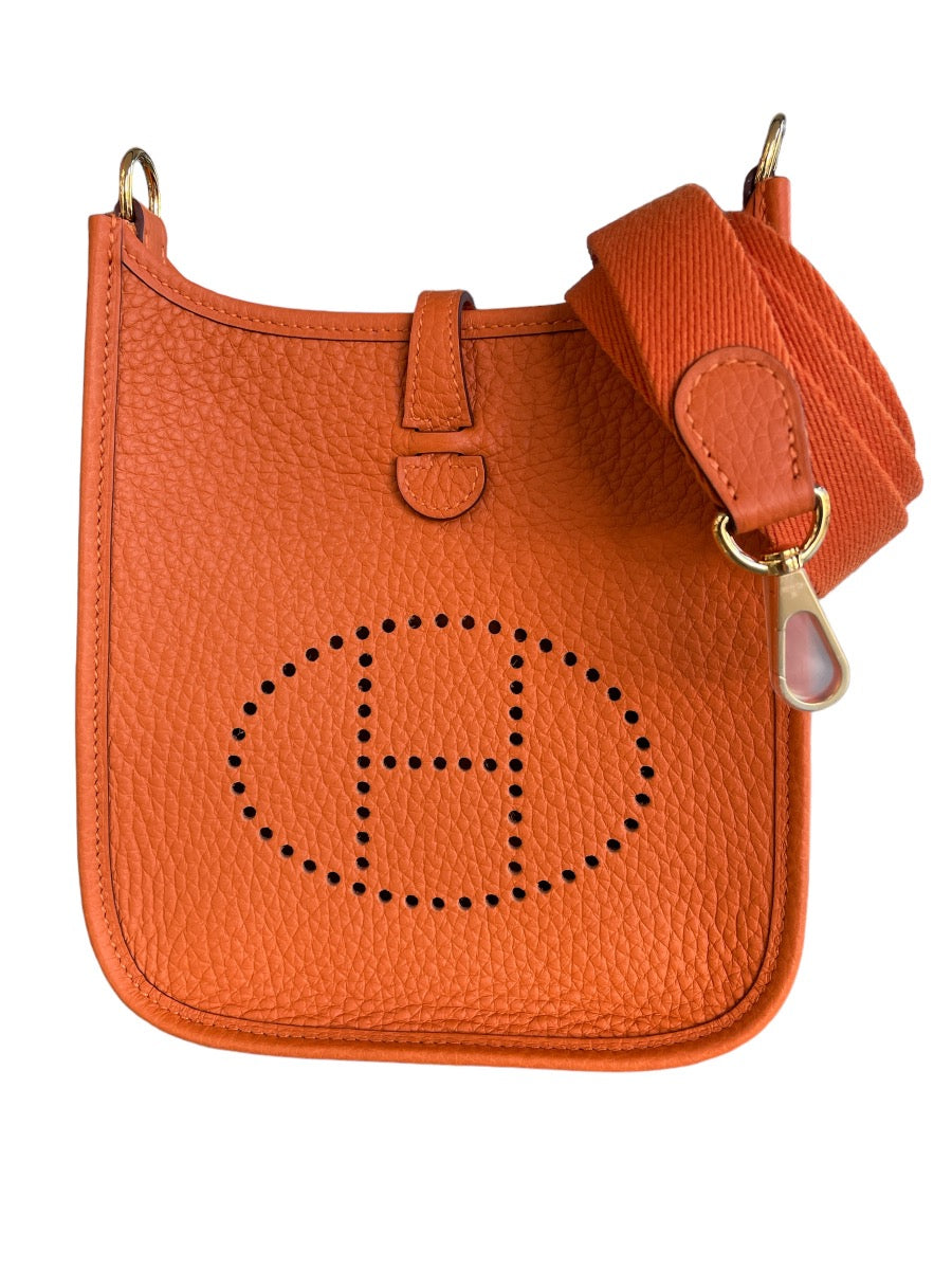 Hermes Orange Clemence Evelyn Mini Bag WGH