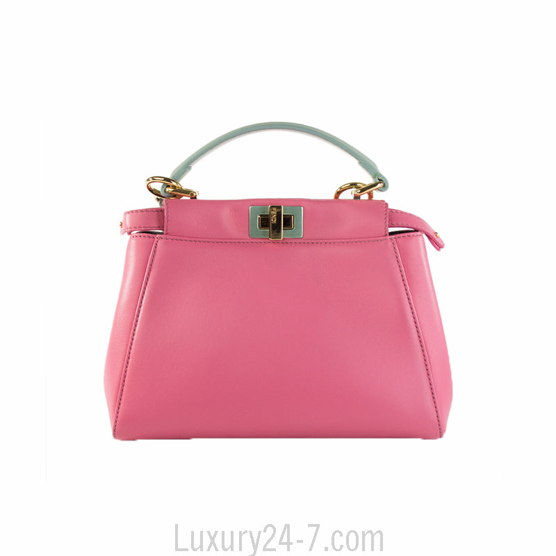 Fendi Two Tone Pink/Blue Mini Peekaboo Satchel Bag